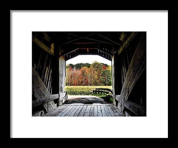 Covered Bridge Framed Print featuring the photograph Benetka Road Covered Bridge by Susan Hope Finley