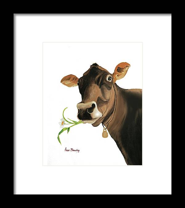 Cow Framed Print featuring the painting Bessie by Anne Beverley-Stamps
