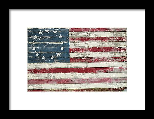 Wood Framed Print featuring the photograph Betsy Ross Flag In Wood by Thad