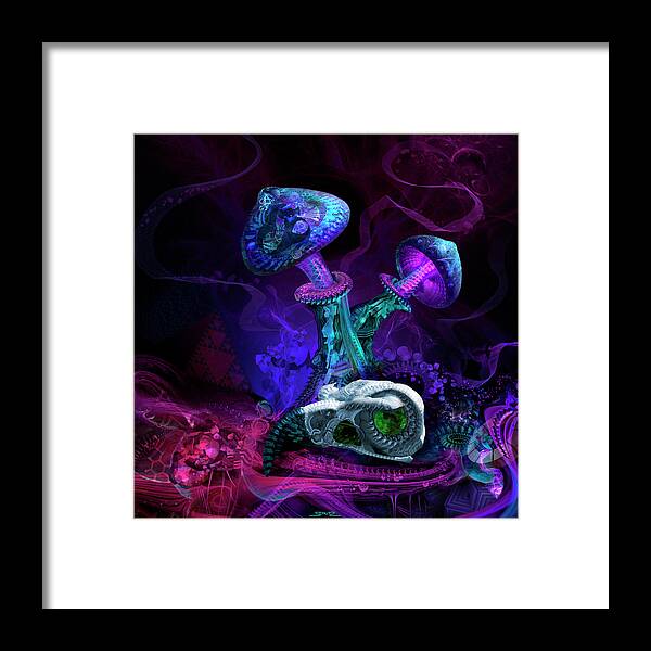 Between Dimensions Framed Print featuring the painting Between Dimensions by Mushroom Dreams Visionary Art