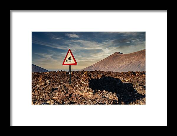 Rocks Framed Print featuring the photograph Beware Of Cyclists On The Rocks by Andreas Bauer