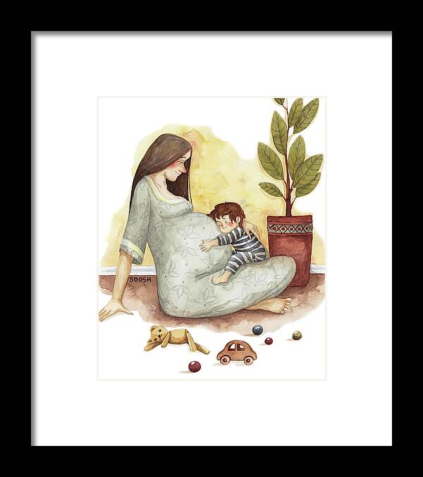 Soosh Framed Print featuring the drawing Big brother's love by Soosh