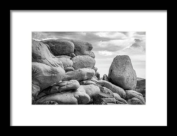 Black And White Framed Print featuring the photograph Big Rock Joshua Tree 7411 by Amyn Nasser