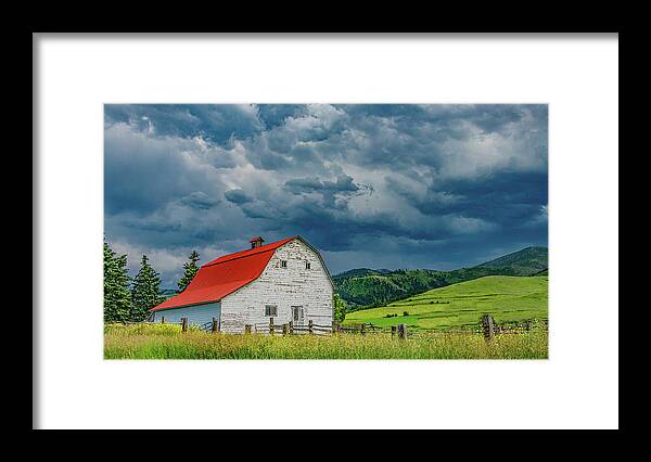 Barn Framed Print featuring the photograph Big Sky Country Barn by Marcy Wielfaert