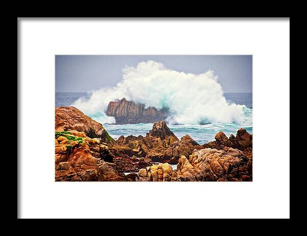 Asilomar State Beach Framed Print featuring the photograph Big Splash, Asilomar State Beach, Pacific Grove, California by Zayne Diamond