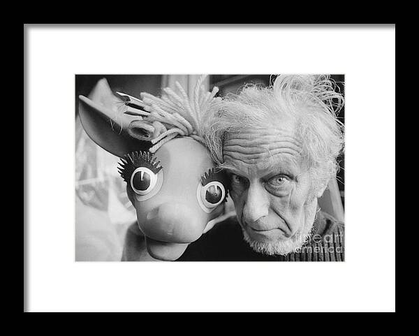 Art Framed Print featuring the photograph Bil Baird Holding His Bug Eyed Puppet by Bettmann
