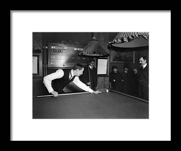 Snooker Framed Print featuring the photograph Billiard Match by Topical Press Agency