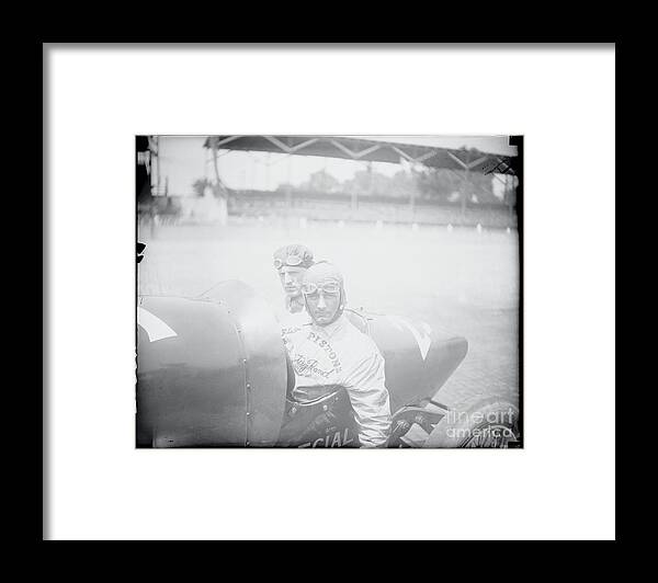People Framed Print featuring the photograph Billy Salmon In Race Car With Mechanic by Bettmann