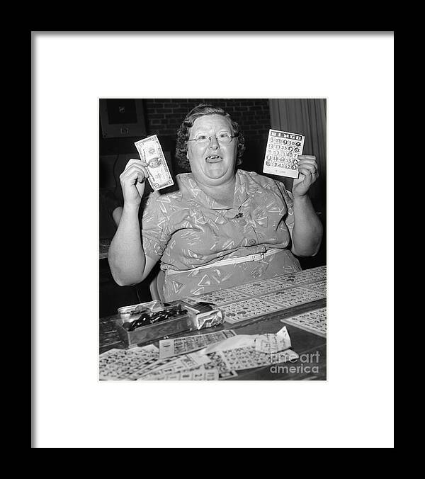 Mature Adult Framed Print featuring the photograph Bingo Winner by Bettmann