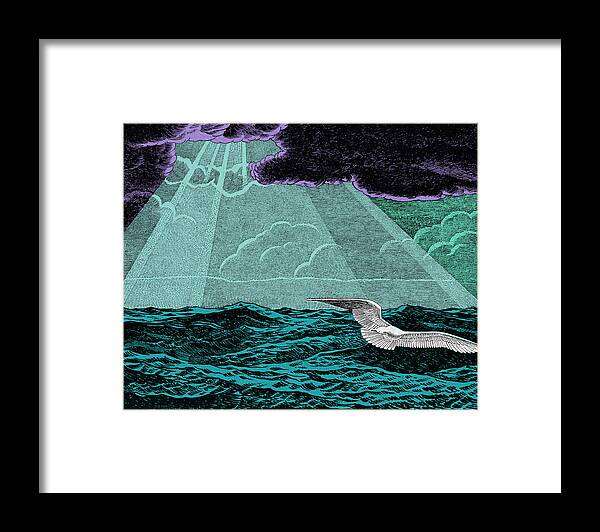Albatross Framed Print featuring the drawing Bird Flying Over the Ocean by CSA Images