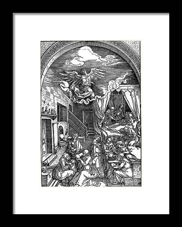 People Framed Print featuring the drawing Birth Of The Virgin, 1502-1505, 1936 by Print Collector
