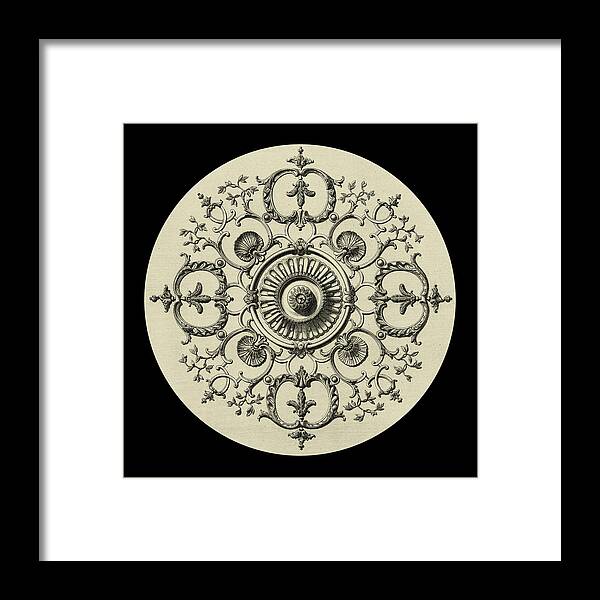 Ornate Framed Print featuring the painting Black & Tan Medallion I by Vision Studio