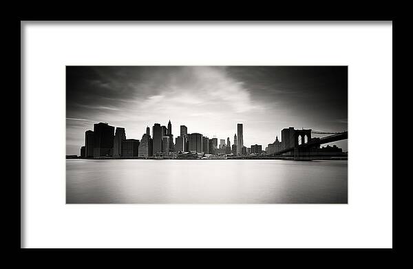 Lower Manhattan Framed Print featuring the photograph Black And White Landscape Photograph Of by Jgareri
