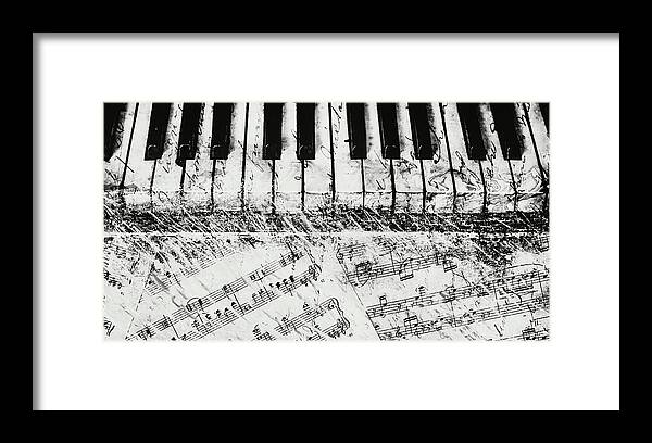 Piano Framed Print featuring the painting Black and White Piano Keys by Dan Meneely