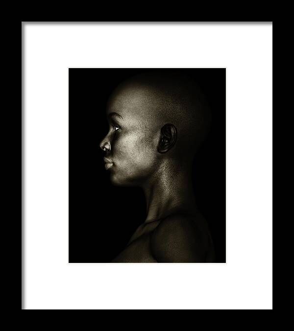 African Framed Print featuring the photograph Black And White Profile Of An African Woman by Jan Keteleer