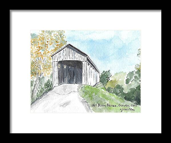 Covered Bridge Framed Print featuring the painting Black Bridge, Oxford, Ohio by Claudette Carlton