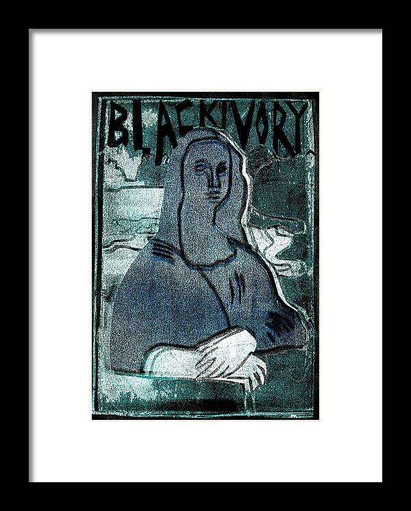 Mona Lisa Framed Print featuring the relief Black Ivory Mona Lisa 24 by Edgeworth Johnstone