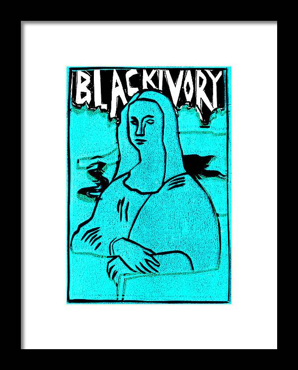Mona Lisa Framed Print featuring the relief Black Ivory Mona Lisa 42 by Edgeworth Johnstone