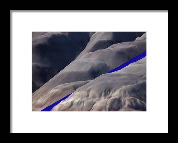 Black Place Framed Print featuring the mixed media Black Place Blue Line by Jonathan Thompson