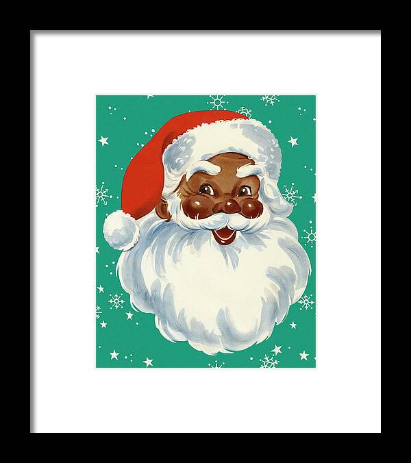 Adult Framed Print featuring the drawing Black Santa Claus by CSA Images