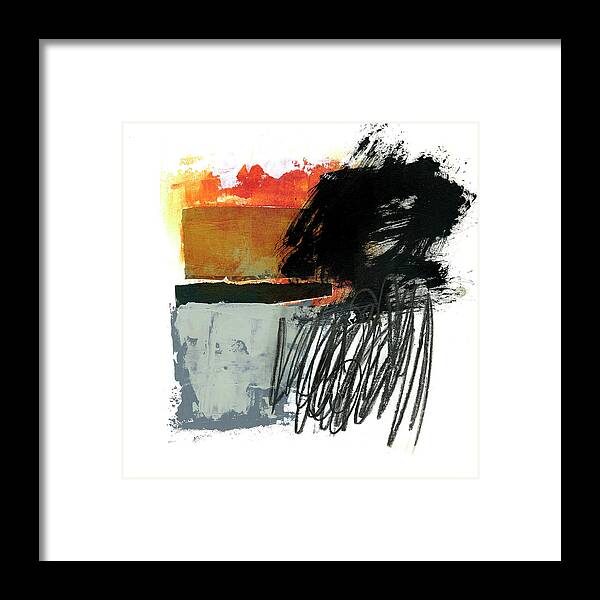 Abstract Art Framed Print featuring the painting Black Scribble #2 by Jane Davies