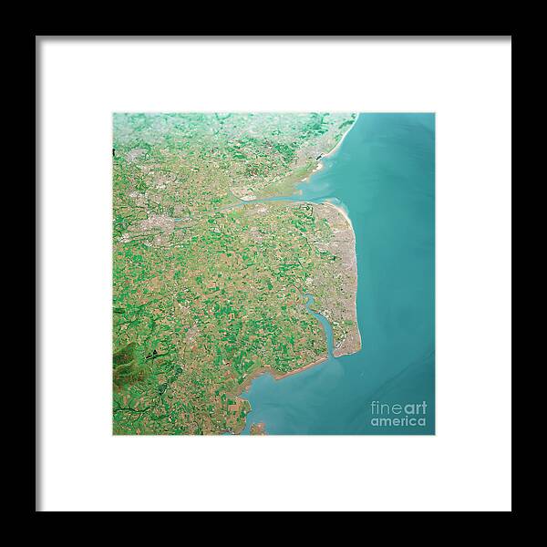 Blackpool Framed Print featuring the digital art Blackpool UK 3D Render Aerial Landscape View From North Jun 2018 by Frank Ramspott