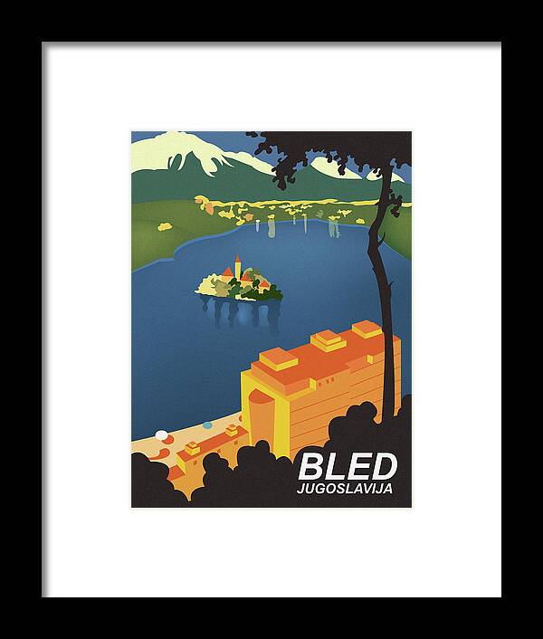 Aerial Framed Print featuring the digital art Bled lake by Long Shot