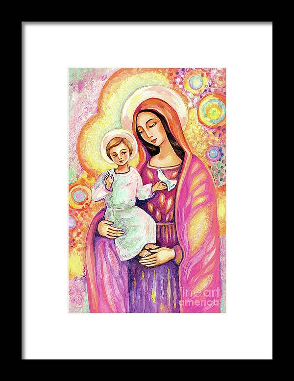 Mother And Child Framed Print featuring the painting Blessing from Light by Eva Campbell