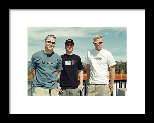 Rock And Roll Framed Print featuring the photograph Blink 182 Pose For A Portrait In 1997 by Jim Steinfeldt