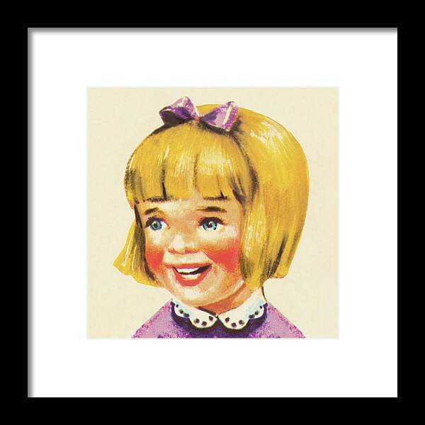 Blond Framed Print featuring the drawing Blond Girl Smiling by CSA Images