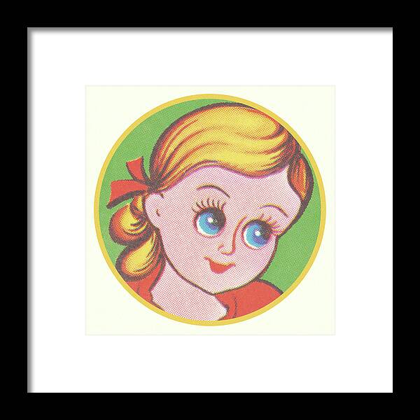 Big Eye Framed Print featuring the drawing Blonde Big Blue Eyed Girl by CSA Images