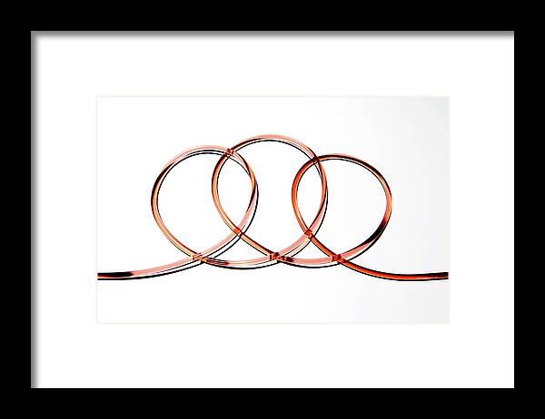 White Background Framed Print featuring the photograph Blood Filled Plastic Tubing by Nicholas Eveleigh