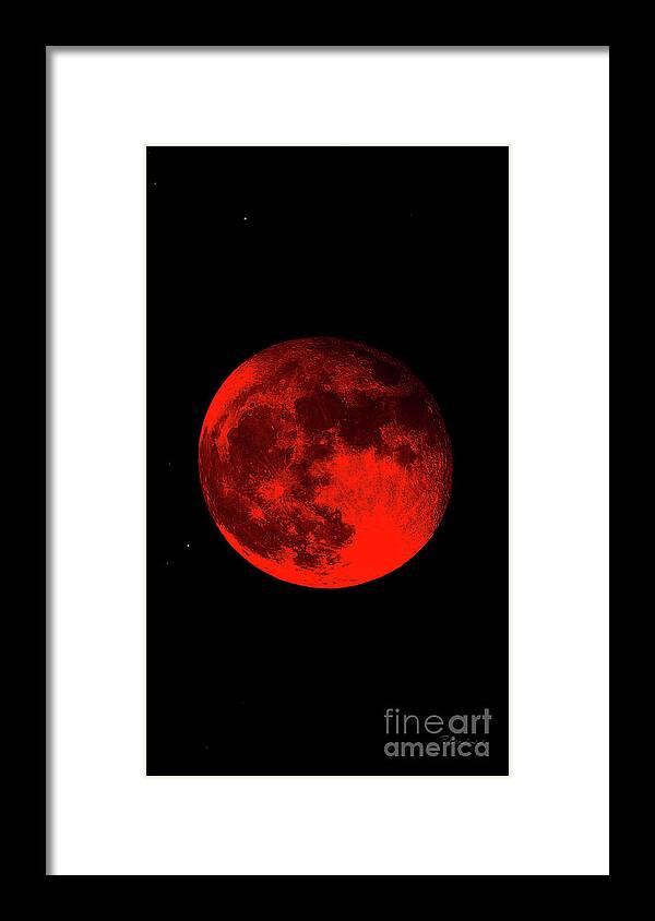 Bloodred Wolf Moon Framed Print featuring the photograph Blood Red Wolf Supermoon Eclipse Series 873dr by Ricardos Creations