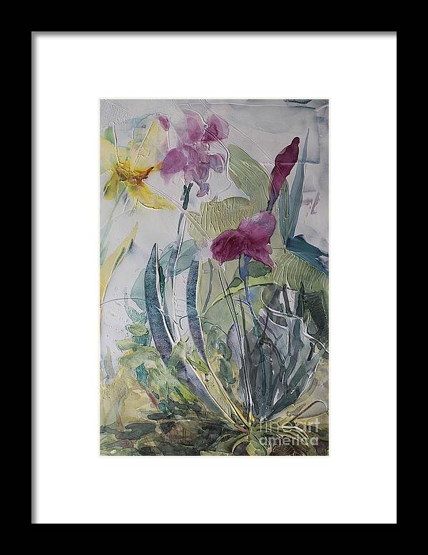 Iris Framed Print featuring the painting Blooming Iris by Elizabeth Carr