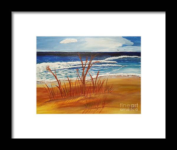Beach Framed Print featuring the painting Blowing in the Wind by Elizabeth Mauldin