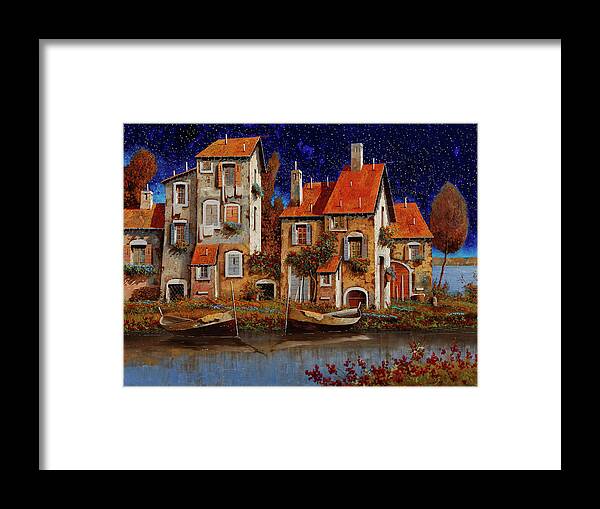 Blue Night Framed Print featuring the painting Blu Notte by Guido Borelli