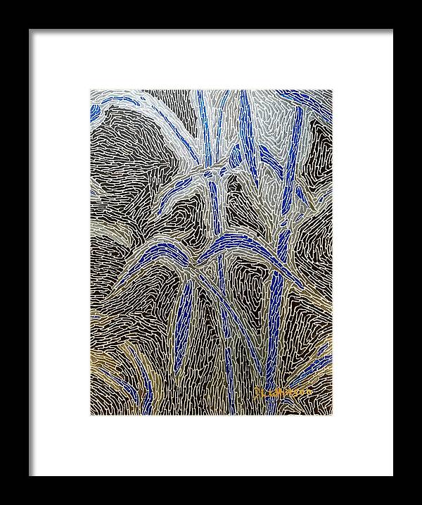 Bamboo Framed Print featuring the painting Blue Bamboo by DLWhitson