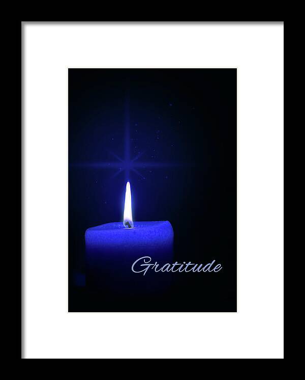 Thank You Framed Print featuring the digital art Blue Candle Light Gratitude by Doreen Erhardt