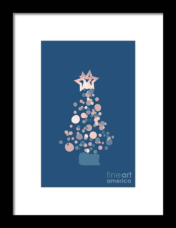 Blue Framed Print featuring the digital art Blue Confetti Christmas Tree by Rachel Hannah