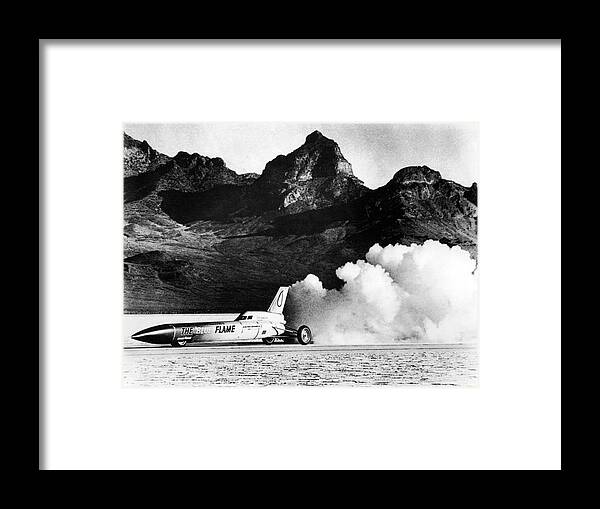 Aerodynamic Framed Print featuring the photograph Blue Flame Rocket-powered Car, C1970 by Heritage Images