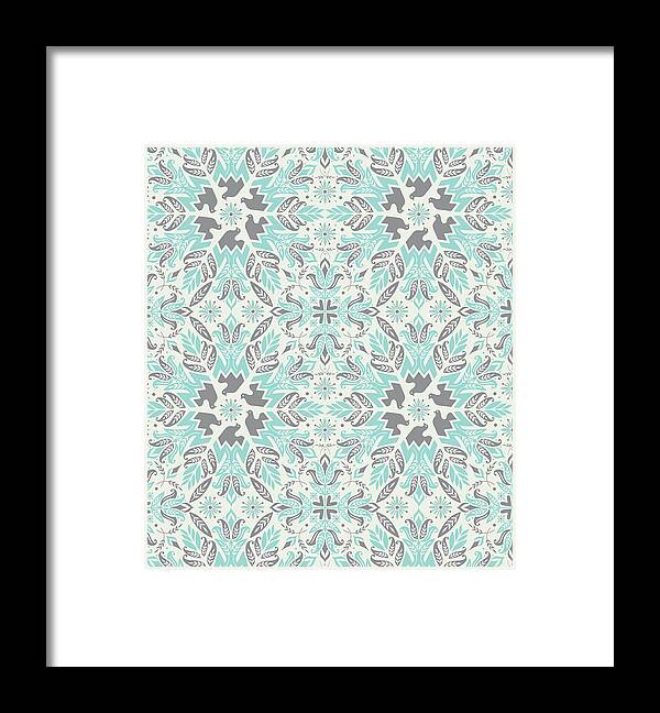 Background Framed Print featuring the drawing Blue Flower Pattern by CSA Images