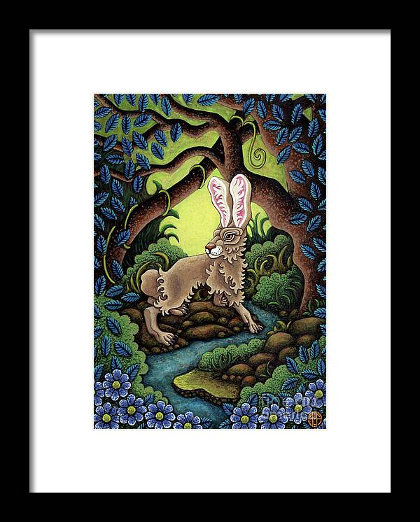 Hare Framed Print featuring the painting Blue Hare Lagoon by Amy E Fraser