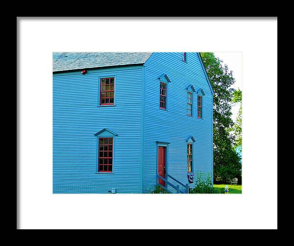 - Blue House In Portsmouth Nh Framed Print featuring the photograph - Blue House in Portsmouth NH by THERESA Nye