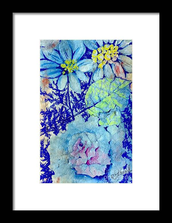 Floral Abstract Framed Print featuring the painting Blue-min MASA by Laurel Adams