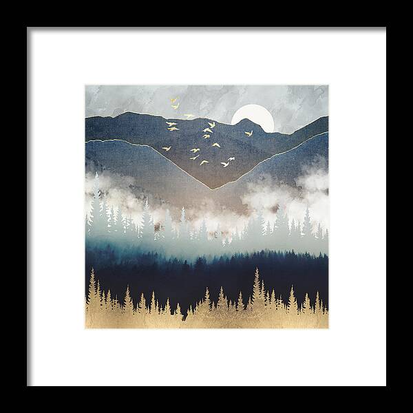 Digital Framed Print featuring the digital art Blue Mountain Mist by Spacefrog Designs