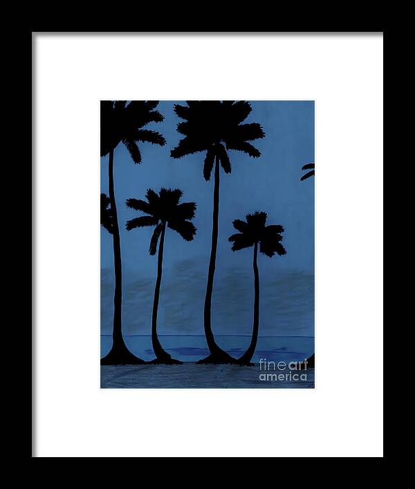 Beach Framed Print featuring the drawing Blue - Night - Beach by D Hackett
