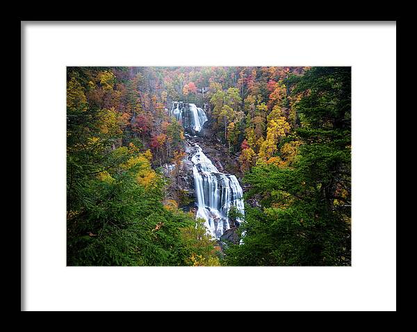 Landscape Framed Print featuring the photograph Blue Ridge Mountains Asheville NC Whitewater Falls Autumn Scenic by Robert Stephens