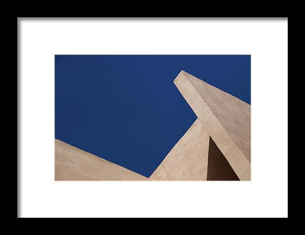 Minimalism Framed Print featuring the photograph Blue Sky Brown Walls by Prakash Ghai