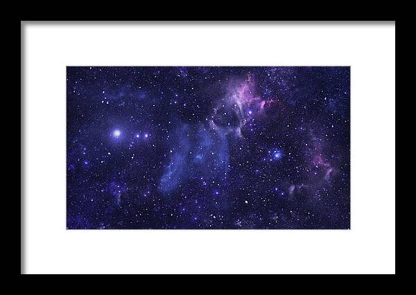 Constellation Framed Print featuring the photograph Blue Space Starfield by Sololos
