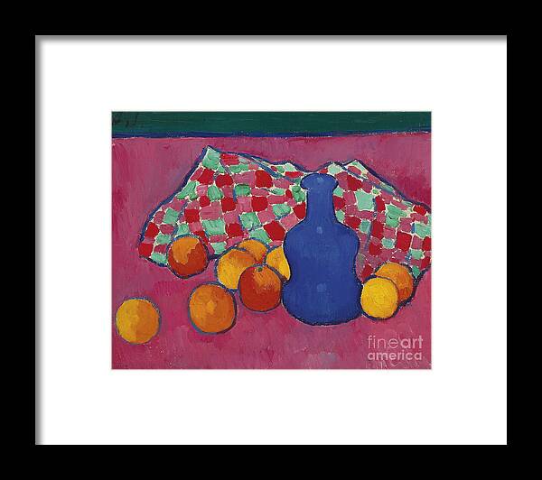 Oil Painting Framed Print featuring the drawing Blue Vase With Oranges, 1908 by Heritage Images